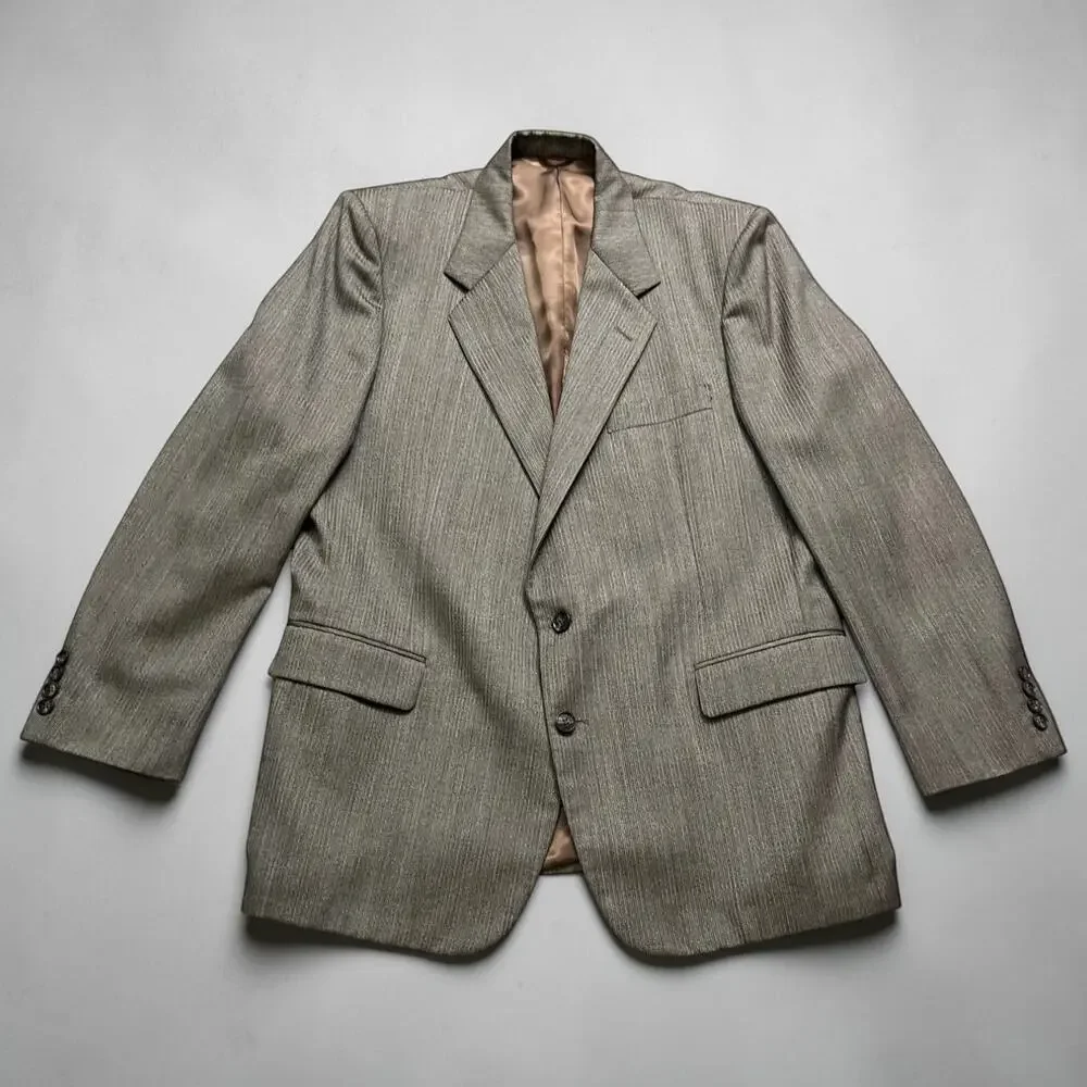 Vintage Zachary All 2PC Suit Blazer Men Gray High Rise Baggy Straight Leg
